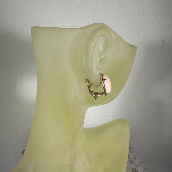 14K Gold and Genuine Coral French Clip Earrings - Picture 3 of 6